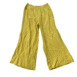 Oh My Gauze! Wide Leg Pants Women's 1 (S/M) Crop Yellow 100% Cotton